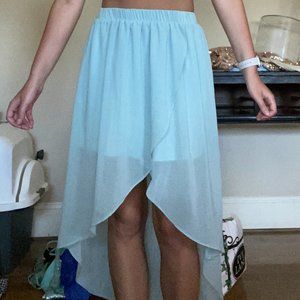 Teal Flowy High Low Skirt